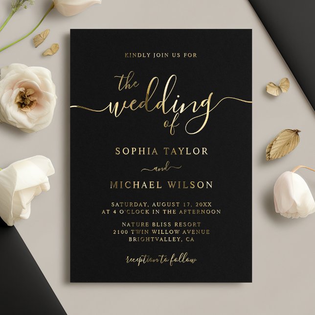 Elegant Modern Calligraphy Black & Gold Wedding (Creator Uploaded)