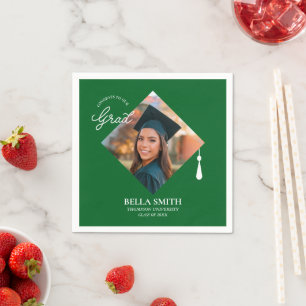 Elegant Modern Calligraphy Custom Graduation Photo Napkin