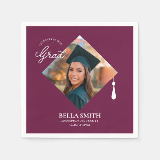 Elegant Modern Calligraphy Custom Graduation Photo Napkin