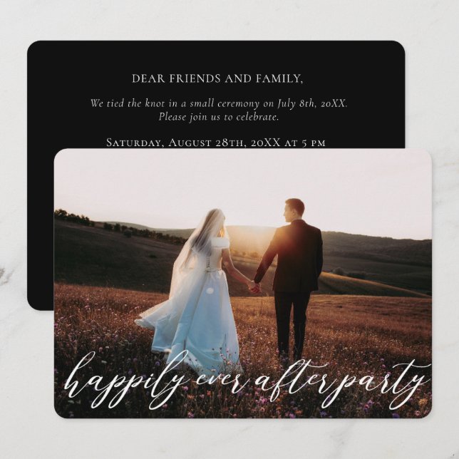 Elegant Modern Calligraphy Elopement Wedding Invit Invitation (Front/Back)