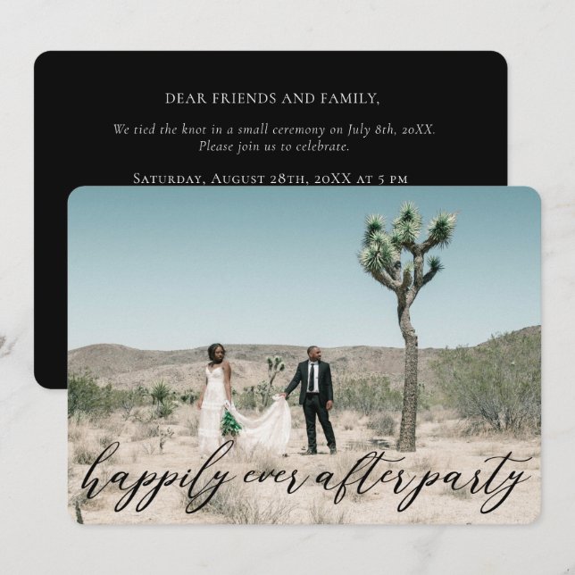 Elegant Modern Calligraphy Elopement Wedding Invitation (Front/Back)