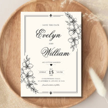 Elegant Modern Calligraphy Floral Wedding