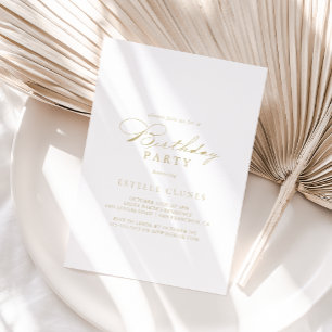 Elegant Modern Calligraphy Gold Birthday Party Invitation
