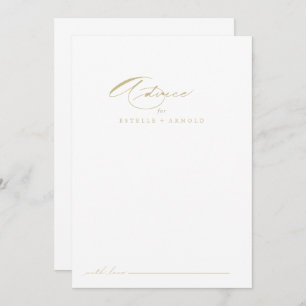 Elegant Modern Calligraphy Gold Wedding Advice Card
