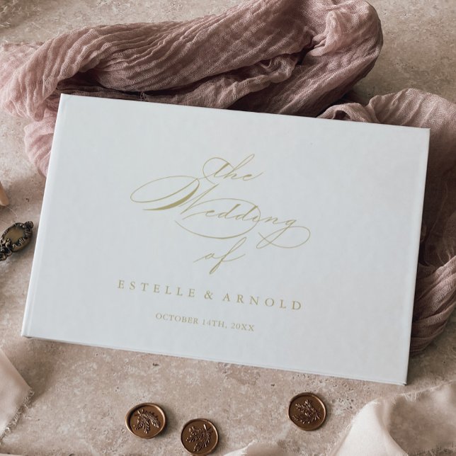 Elegant Modern Calligraphy Gold Wedding  Guest Book (Creator Uploaded)