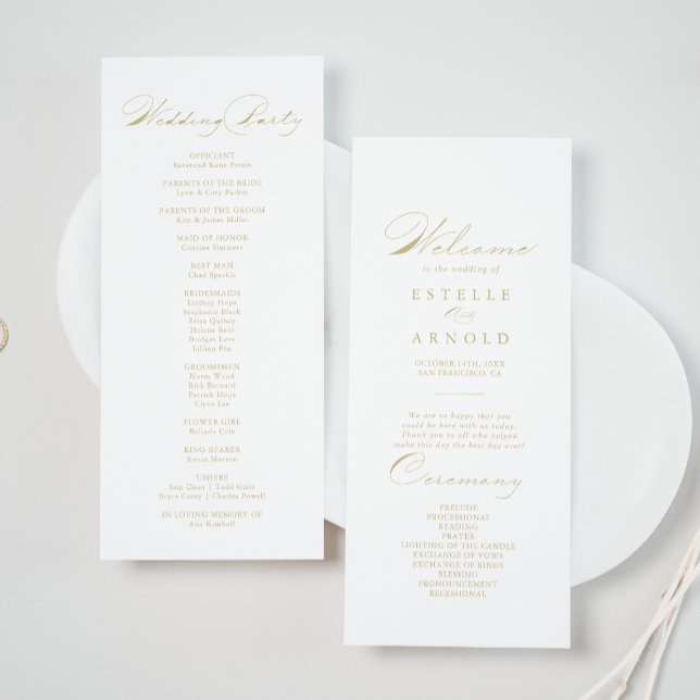 Elegant Modern Calligraphy Gold Wedding Program Programme (Creator Uploaded)