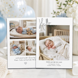 Elegant Modern Calligraphy Hello Baby Photo Birth Announcement