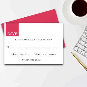 Elegant Modern Calligraphy Magenta Classy Wedding  RSVP Card