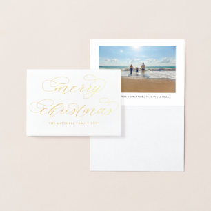 Elegant Modern Calligraphy Merry Christmas Foil Card