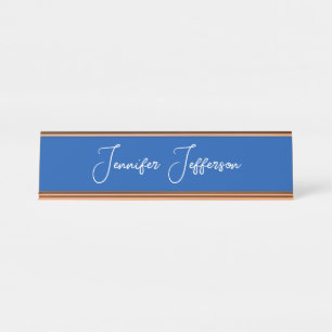 Elegant Modern Calligraphy Name Professional Blue Desk Name Plate