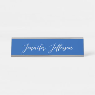 Elegant Modern Calligraphy Name Professional Blue Desk Name Plate