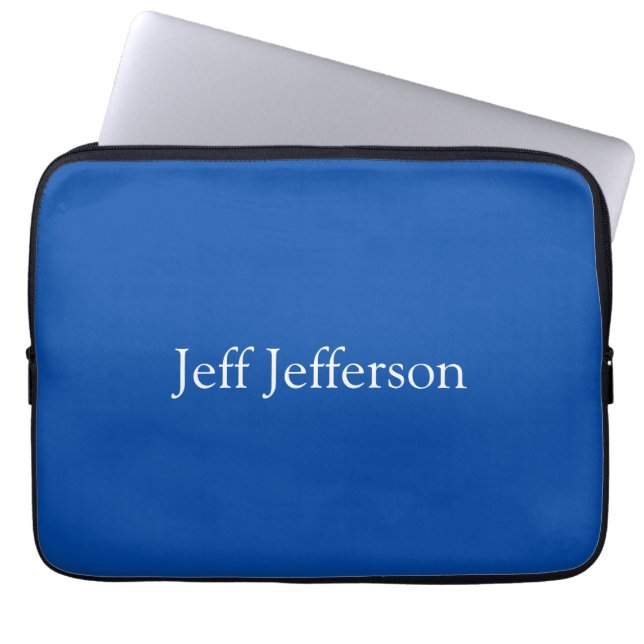 Elegant Modern Calligraphy Name Professional Blue Laptop Sleeve (Front)