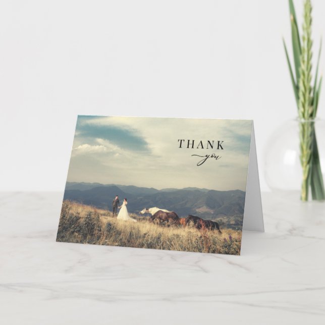 Elegant Modern Calligraphy Photo Thank You Card (Front)