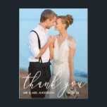 Elegant Modern Calligraphy Photo Wedding Thank You Postcard<br><div class="desc">Elegant Modern Calligraphy Wedding Bride and Groom Photo Thank You Postcard</div>