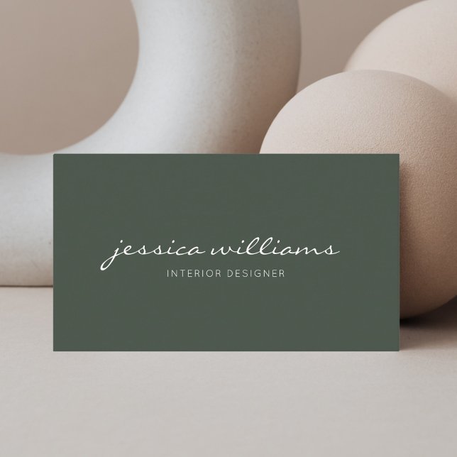 Elegant Modern Calligraphy Professional Green Business Card (Creator Uploaded)