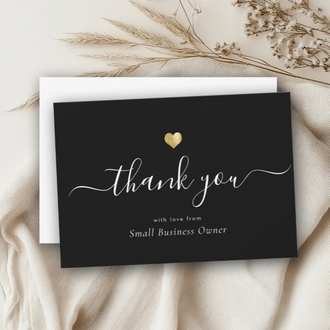 Elegant Modern Calligraphy Script Gold Business Thank You Card (Creator Uploaded)