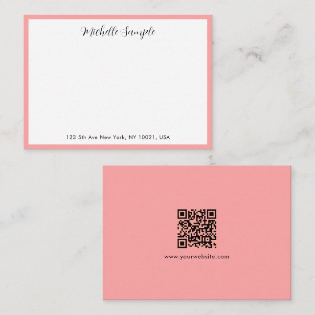 Elegant Modern Calligraphy Script Name QR Code Card (Front/Back)