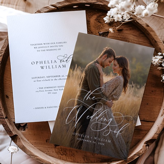 Elegant Modern Calligraphy Script Photo Wedding Invitation (Creator Uploaded)