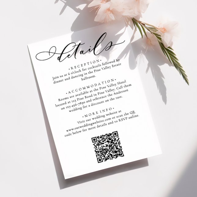 Elegant Modern Calligraphy Script Wedding Details Enclosure Card (Creator Uploaded)