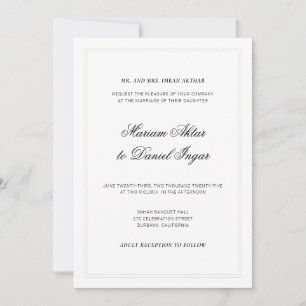 Elegant Modern Calligraphy Script White Wedding Invitation