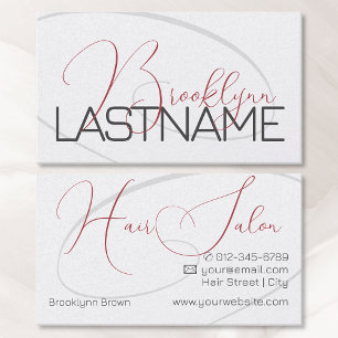 Elegant Modern Calligraphy Signature Hair Salon Business Card