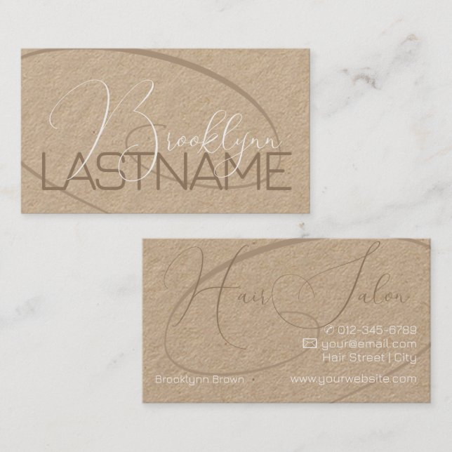 Elegant Modern Calligraphy Signature Hair Salon  Business Card (Front/Back)
