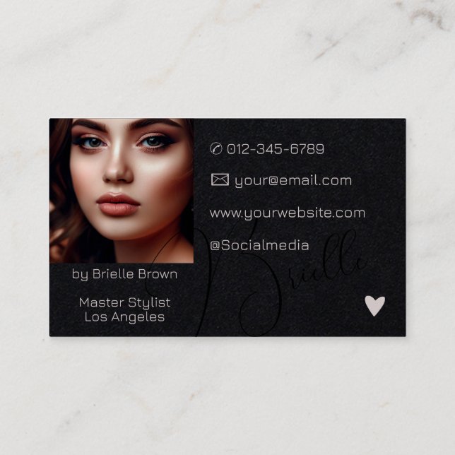 Elegant Modern Calligraphy Signature Photo Image  Business Card (Back)