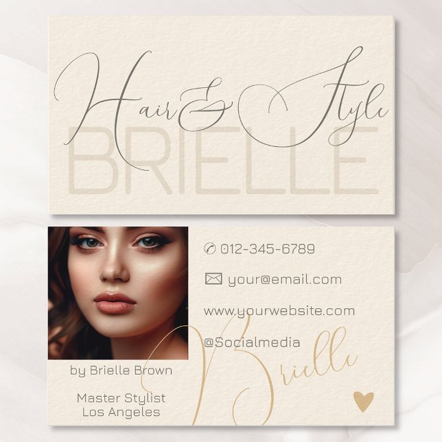 Elegant Modern Calligraphy Signature Photo Image  Business Card (Creator Uploaded)