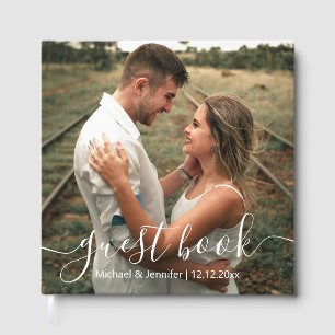 elegant modern calligraphy simple wedding photo guest book