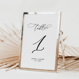 Elegant Modern Calligraphy Table 1 Wedding Table Number
