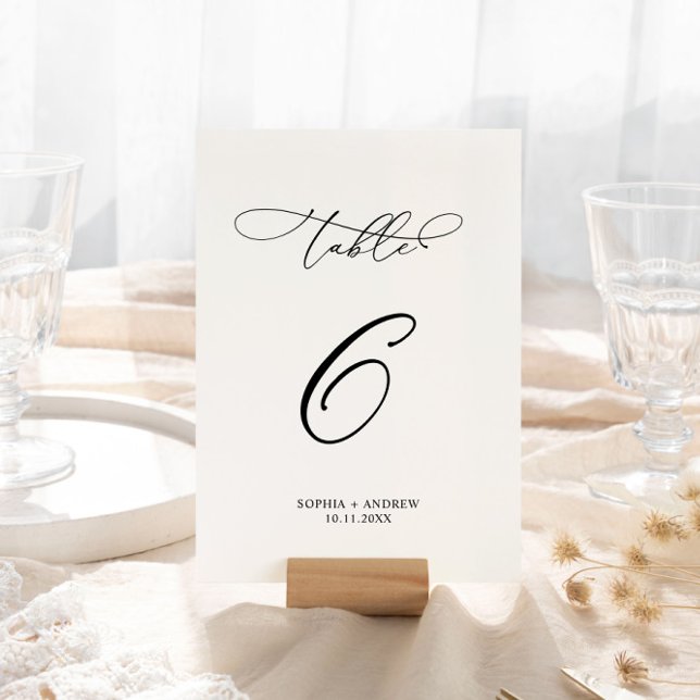 Elegant Modern Calligraphy Table 6 Wedding Table Number (Creator Uploaded)