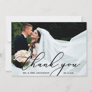 Elegant Modern Calligraphy Thank You Wedding Card