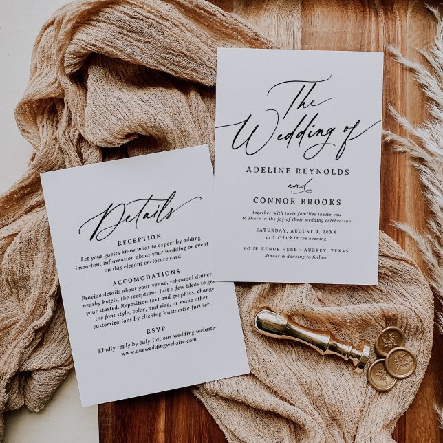 Elegant Modern Calligraphy Wedding All in One Invitation (Creator Uploaded)