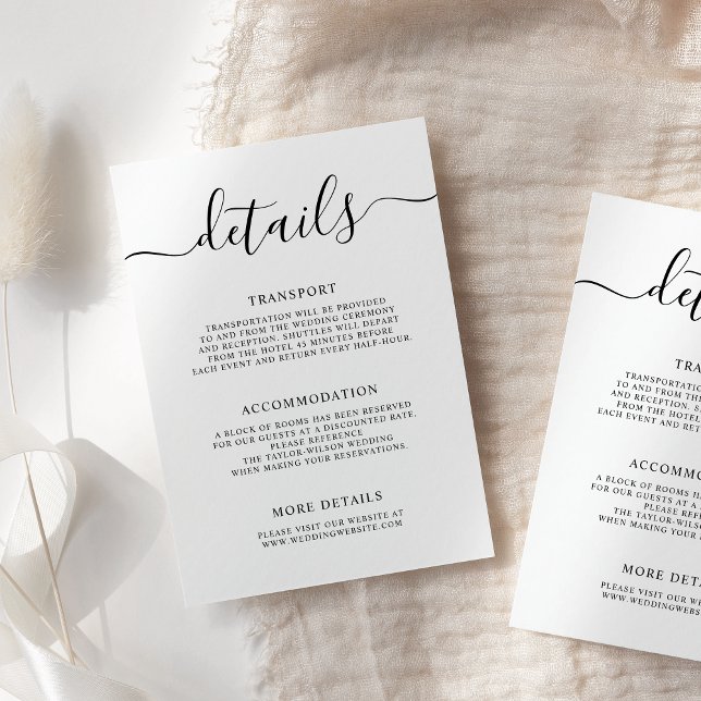 Elegant Modern Calligraphy Wedding Details Enclosure Card (Creator Uploaded)