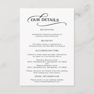 Elegant Modern Calligraphy Wedding Information Enclosure Card