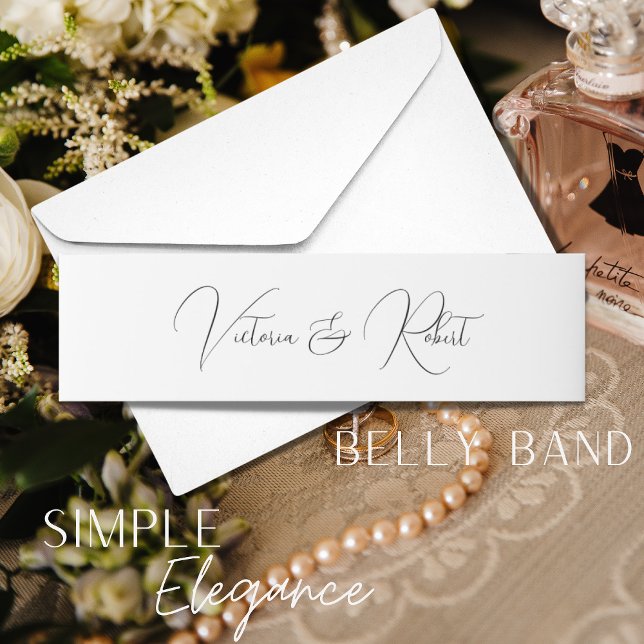 Elegant Modern Calligraphy Wedding Invitation Belly Band (Creator Uploaded)
