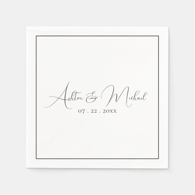 Elegant Modern Calligraphy Wedding Napkin (Front)