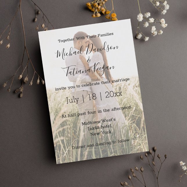 elegant modern calligraphy wedding  photo overlay invitation (Creator Uploaded)