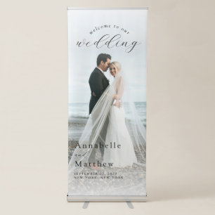 Elegant Modern Calligraphy Wedding Photo Welcome Retractable Banner