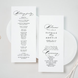 Elegant Modern Calligraphy Wedding Program Programme