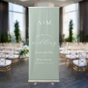 Elegant Modern Calligraphy Wedding Welcome Retractable Banner