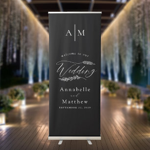 Elegant Modern Calligraphy Wedding Welcome Retractable Banner