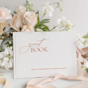 Elegant Modern Calligraphy White Wedding Guest Book