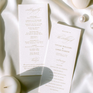 Elegant Modern Calligraphy White Wedding Program