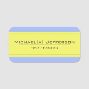 Elegant Modern Canary Yellow And Baby Blue: Unique Name Tag