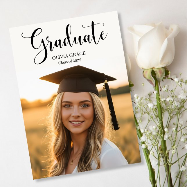 Elegant Modern Casual Photo Graduation Invitation (Creator Uploaded)