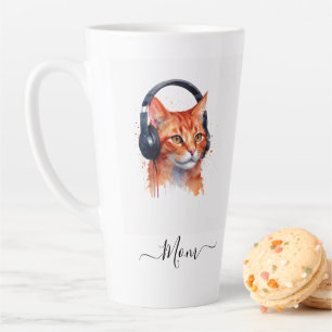 Elegant Modern Cat Mum Watercolor Orange Latte Mug