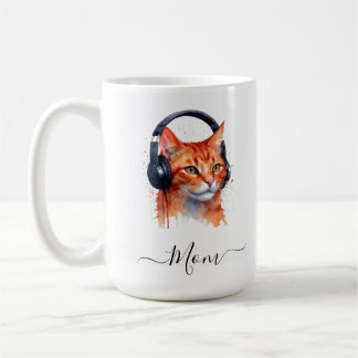 Elegant Modern Cat Mum Watercolor Red Orange Coffee Mug