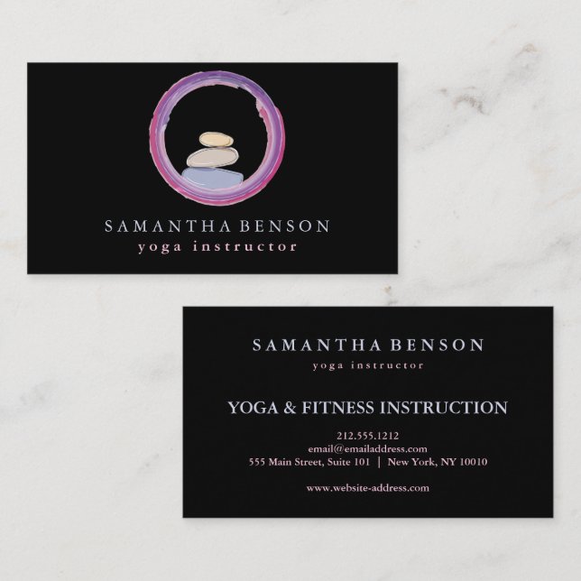 Elegant Modern Chakras Zen Stones and Enso circle  Business Card (Front/Back)