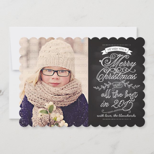 Elegant Modern Chalkboard Christmas Photo Card (Front)